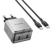 BOROFONE BN21 PD 40W 2 Type-C Charger with 1m Type-C to Type-C Cable Set, For:EU Plug(Tarnish)