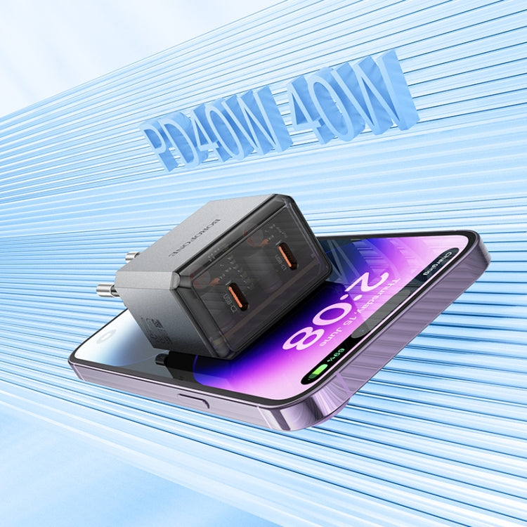 BOROFONE BN21 PD 40W 2 Type-C Charger with 1m Type-C to Type-C Cable Set, For:EU Plug(Tarnish) - USB Charger by Borofone | Online Shopping South Africa | PMC Jewellery | Buy Now Pay Later Mobicred