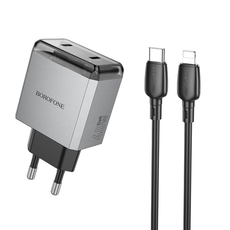 BOROFONE BN21 PD 40W 2 Type-C Charger with 1m Type-C to 8 Pin Cable Set, For:EU Plug(Tarnish) - free shipping - PMC Jewellery - Order now!