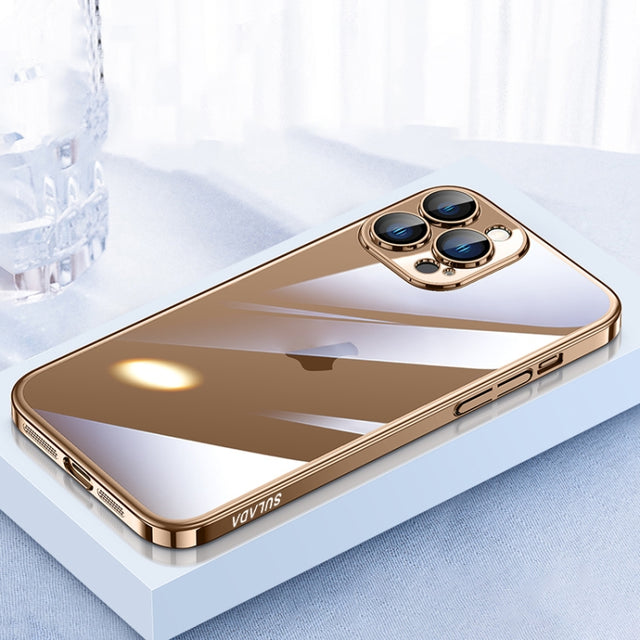 For iPhone 16 Pro SULADA JINGJIA Series Lens Protector Hard PC Phone Case(Gold)