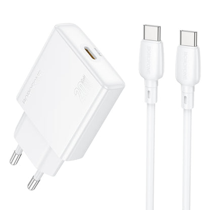 BOROFONE BN23 PD 20W Type-C Charger with 1m Type-C to Type-C Cable Set, Plug Type:EU Plug(White) - USB Charger by Borofone | Online Shopping South Africa | PMC Jewellery | Buy Now Pay Later Mobicred