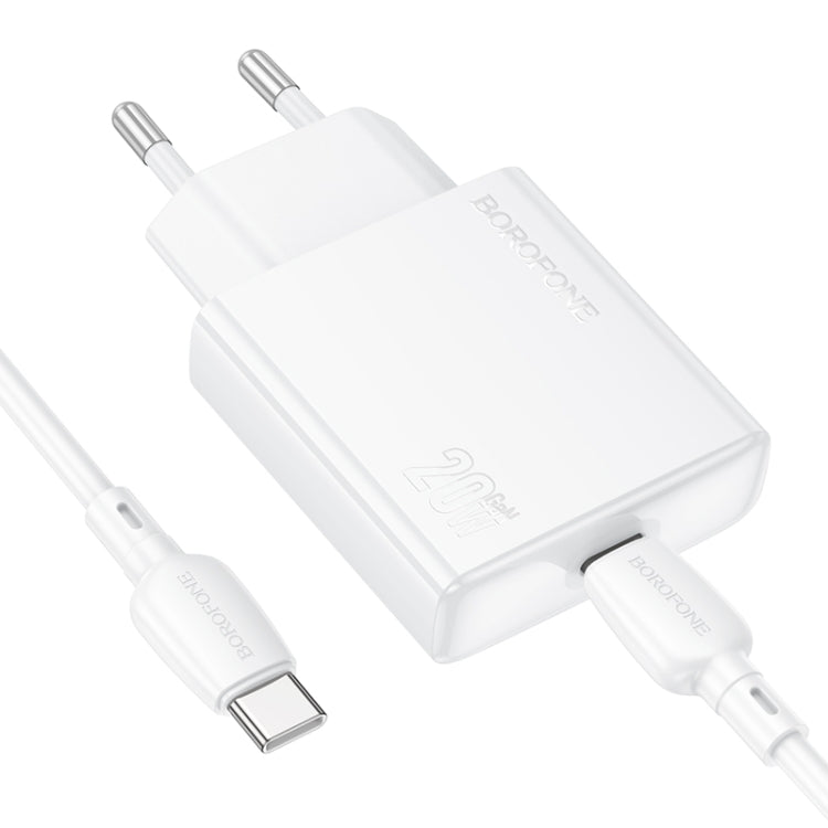 BOROFONE BN23 PD 20W Type-C Charger with 1m Type-C to Type-C Cable Set, Plug Type:EU Plug(White) - USB Charger by Borofone | Online Shopping South Africa | PMC Jewellery | Buy Now Pay Later Mobicred