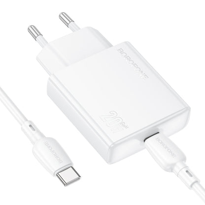 BOROFONE BN23 PD 20W Type-C Charger with 1m Type-C to Type-C Cable Set, Plug Type:EU Plug(White) - USB Charger by Borofone | Online Shopping South Africa | PMC Jewellery | Buy Now Pay Later Mobicred