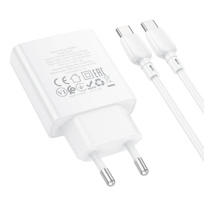 BOROFONE BN23 PD 20W Type-C Charger with 1m Type-C to Type-C Cable Set, Plug Type:EU Plug(White) - USB Charger by Borofone | Online Shopping South Africa | PMC Jewellery | Buy Now Pay Later Mobicred