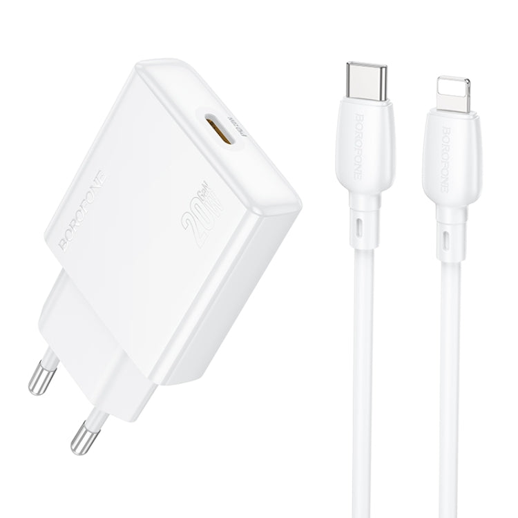BOROFONE BN23 PD 20W Type-C Charger with 1m Type-C to 8 Pin Cable Set, Plug Type:EU Plug(White) - free shipping - PMC TechLife - Order now!