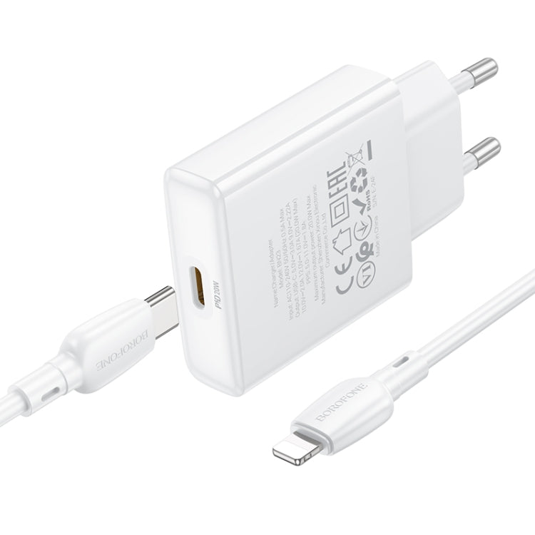 BOROFONE BN23 PD 20W Type-C Charger with 1m Type-C to 8 Pin Cable Set, Plug Type:EU Plug(White) - free shipping - PMC TechLife - Order now!