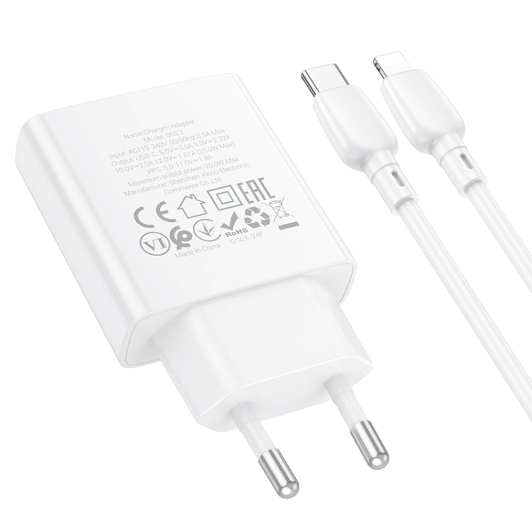 BOROFONE BN23 PD 20W Type-C Charger with 1m Type-C to 8 Pin Cable Set, Plug Type:EU Plug(White) - free shipping - PMC Jewellery - Order now!