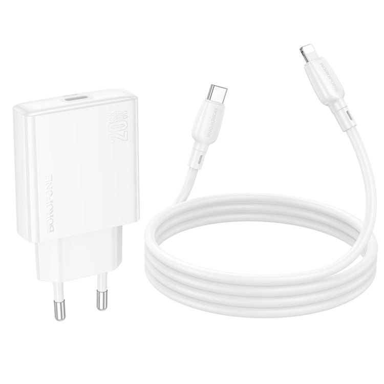 BOROFONE BN23 PD 20W Type-C Charger with 1m Type-C to 8 Pin Cable Set, Plug Type:EU Plug(White) - free shipping - PMC Jewellery - Order now!