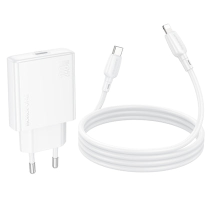 BOROFONE BN23 PD 20W Type-C Charger with 1m Type-C to 8 Pin Cable Set, Plug Type:EU Plug(White) - free shipping - PMC Jewellery - Order now!