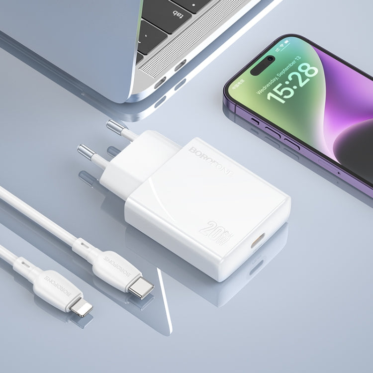 BOROFONE BN23 PD 20W Type-C Charger with 1m Type-C to 8 Pin Cable Set, Plug Type:EU Plug(White) - free shipping - PMC Jewellery - Order now!