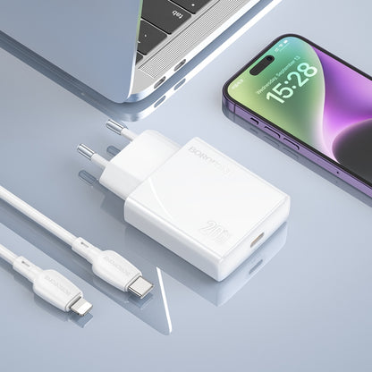 BOROFONE BN23 PD 20W Type-C Charger with 1m Type-C to 8 Pin Cable Set, Plug Type:EU Plug(White) - free shipping - PMC Jewellery - Order now!