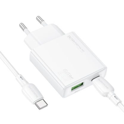 BOROFONE BN24 PD 20W USB, Type-C Charger with 1m Type-C to Type-C Cable Set, Plug Type:EU Plug(White) - USB Charger by Borofone | Online Shopping South Africa | PMC Jewellery | Buy Now Pay Later Mobicred