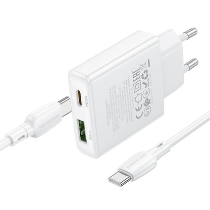 BOROFONE BN24 PD 20W USB, Type-C Charger with 1m Type-C to Type-C Cable Set, Plug Type:EU Plug(White) - USB Charger by Borofone | Online Shopping South Africa | PMC Jewellery | Buy Now Pay Later Mobicred