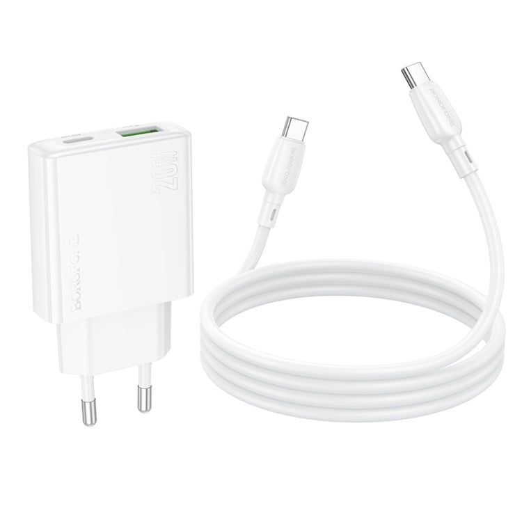 BOROFONE BN24 PD 20W USB, Type-C Charger with 1m Type-C to Type-C Cable Set, Plug Type:EU Plug(White) - USB Charger by Borofone | Online Shopping South Africa | PMC Jewellery | Buy Now Pay Later Mobicred