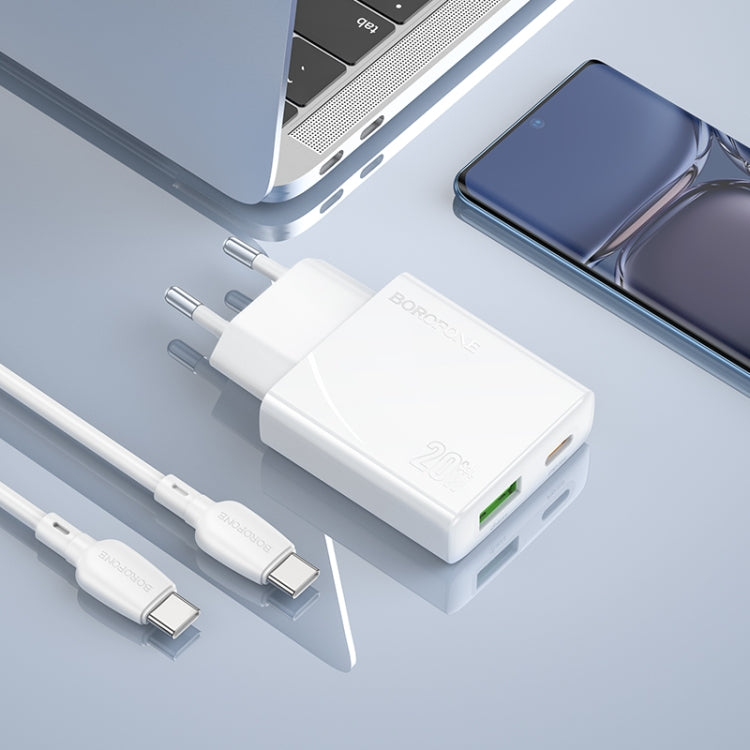 BOROFONE BN24 PD 20W USB, Type-C Charger with 1m Type-C to Type-C Cable Set, Plug Type:EU Plug(White) - USB Charger by Borofone | Online Shopping South Africa | PMC Jewellery | Buy Now Pay Later Mobicred