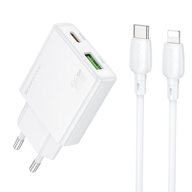 BOROFONE BN24 PD 20W USB, Type-C Charger with 1m Type-C to 8 Pin Cable Set, Plug Type:EU Plug(White) - free shipping - PMC Jewellery - Order now!