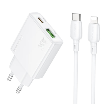 BOROFONE BN24 PD 20W USB, Type-C Charger with 1m Type-C to 8 Pin Cable Set, Plug Type:EU Plug(White) - free shipping - PMC Jewellery - Order now!