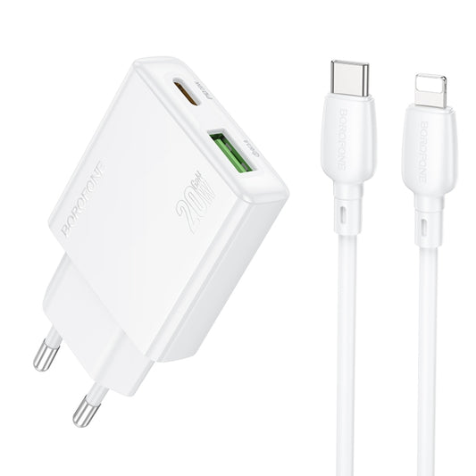 BOROFONE BN24 PD 20W USB, Type-C Charger with 1m Type-C to 8 Pin Cable Set, Plug Type:EU Plug(White) - free shipping - PMC Jewellery - Order now!