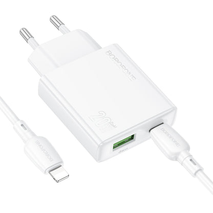 BOROFONE BN24 PD 20W USB, Type-C Charger with 1m Type-C to 8 Pin Cable Set, Plug Type:EU Plug(White) - free shipping - PMC Jewellery - Order now!