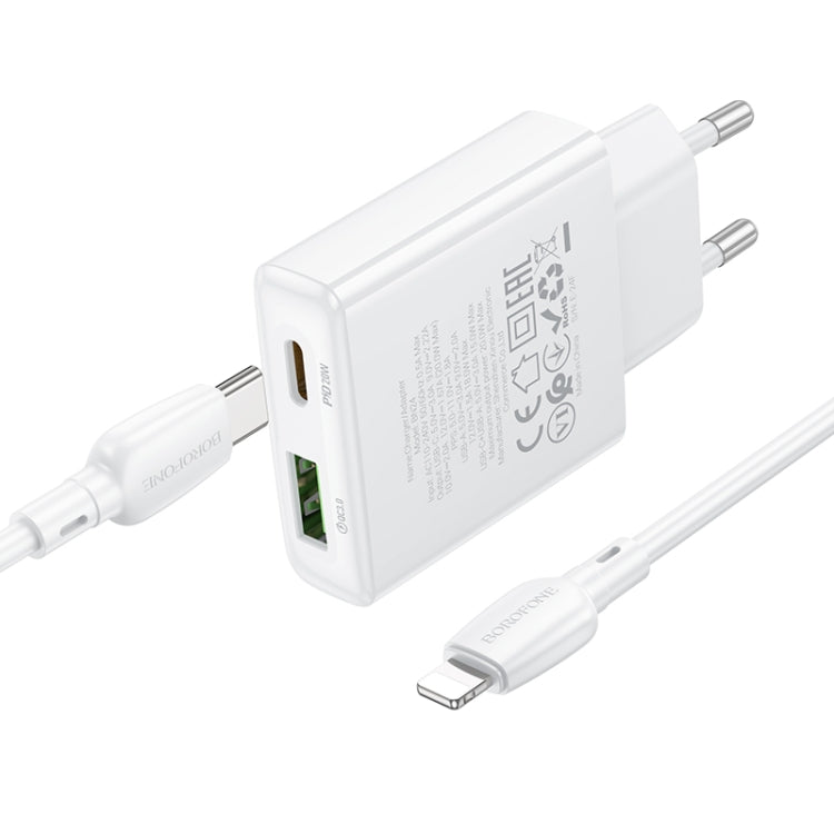 BOROFONE BN24 PD 20W USB, Type-C Charger with 1m Type-C to 8 Pin Cable Set, Plug Type:EU Plug(White) - free shipping - PMC Jewellery - Order now!