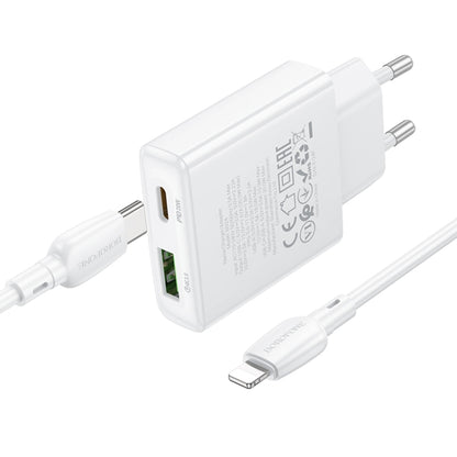 BOROFONE BN24 PD 20W USB, Type-C Charger with 1m Type-C to 8 Pin Cable Set, Plug Type:EU Plug(White) - free shipping - PMC Jewellery - Order now!