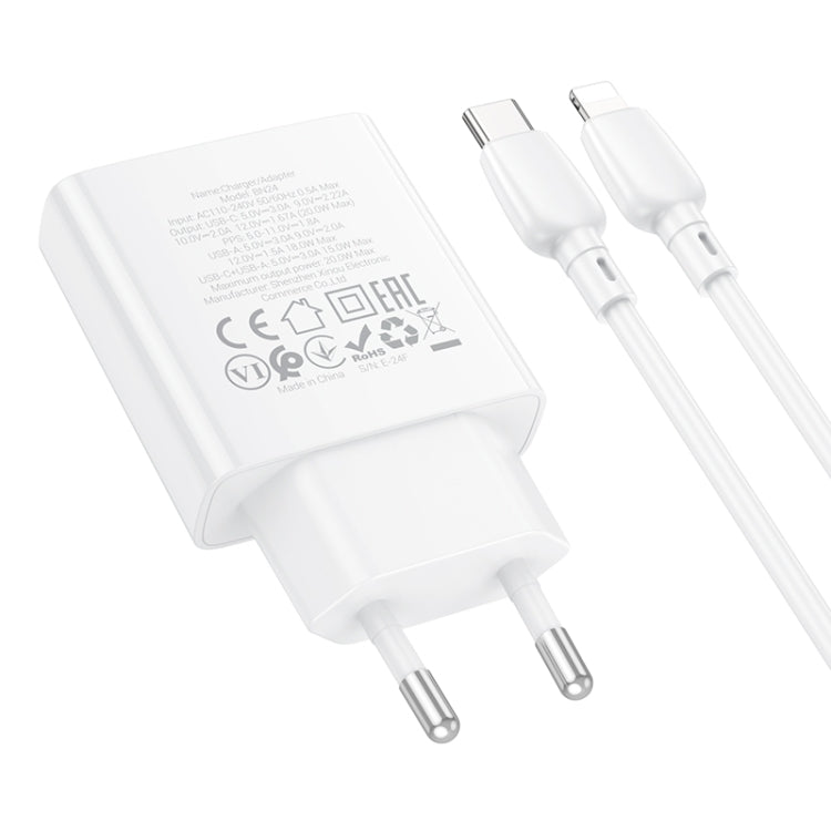 BOROFONE BN24 PD 20W USB, Type-C Charger with 1m Type-C to 8 Pin Cable Set, Plug Type:EU Plug(White) - free shipping - PMC Jewellery - Order now!