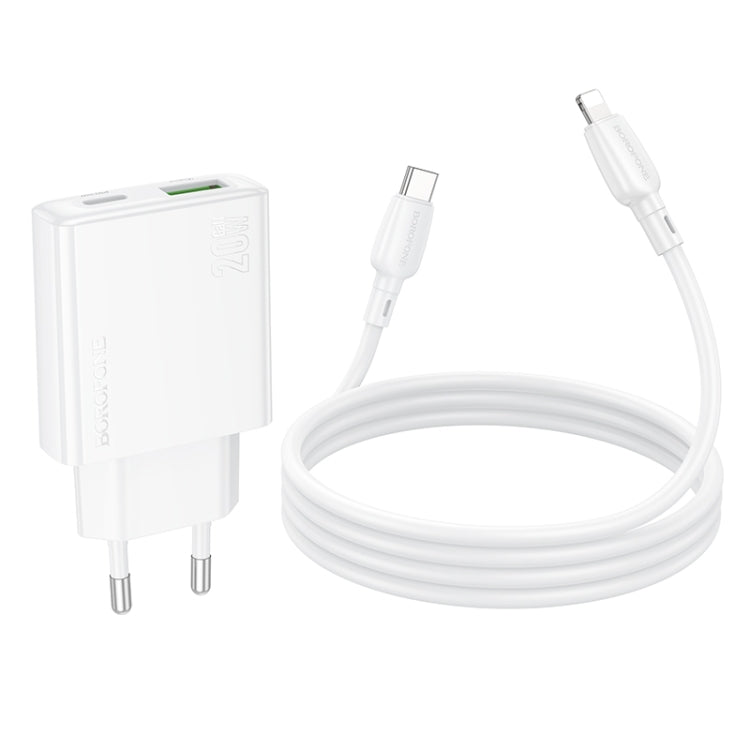 BOROFONE BN24 PD 20W USB, Type-C Charger with 1m Type-C to 8 Pin Cable Set, Plug Type:EU Plug(White) - free shipping - PMC Jewellery - Order now!