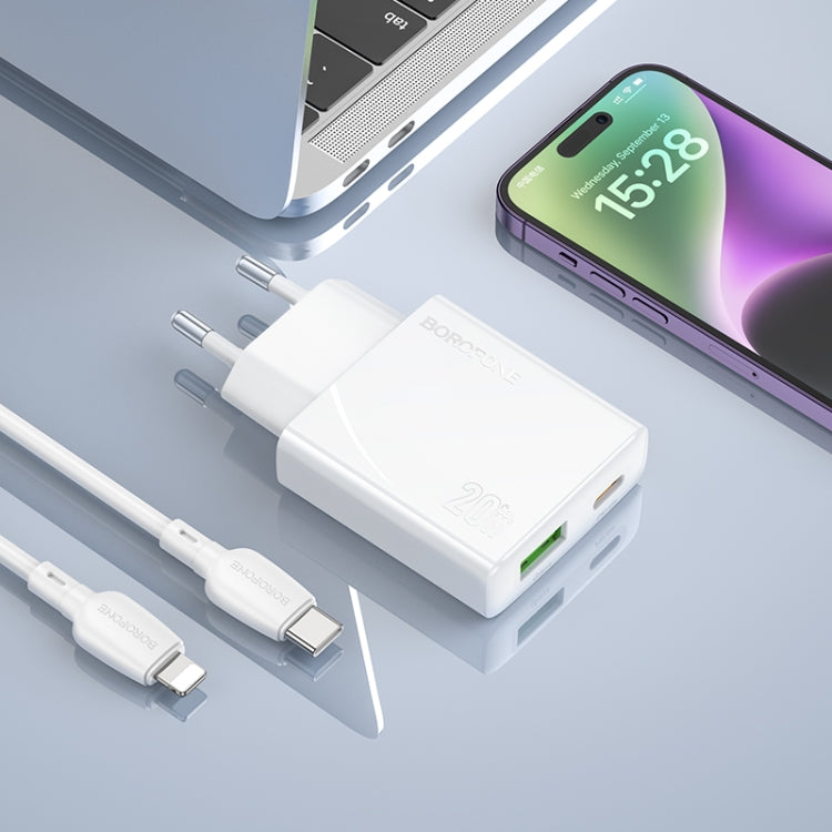 BOROFONE BN24 PD 20W USB, Type-C Charger with 1m Type-C to 8 Pin Cable Set, Plug Type:EU Plug(White) - free shipping - PMC Jewellery - Order now!