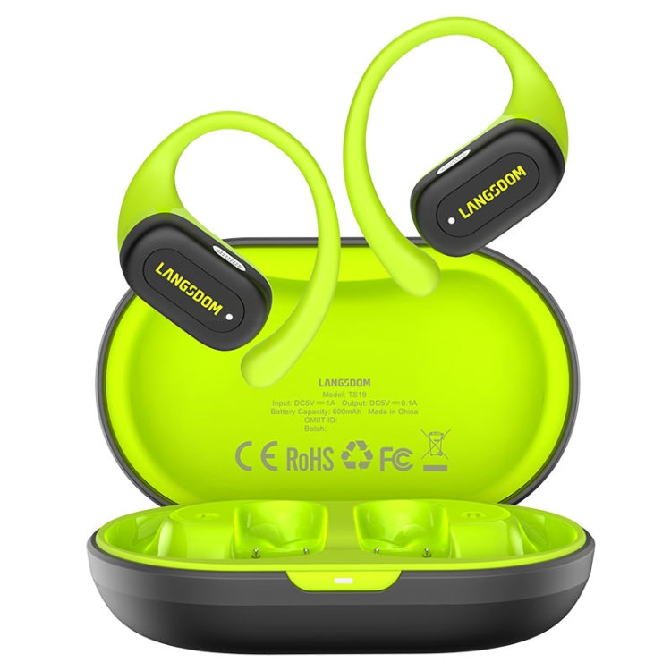 Langsdom TS19 Ear-mounted ENC Noise Reduction Wireless Bluetooth Earphone(Black Green) - free shipping - PMC Jewellery - Order now!