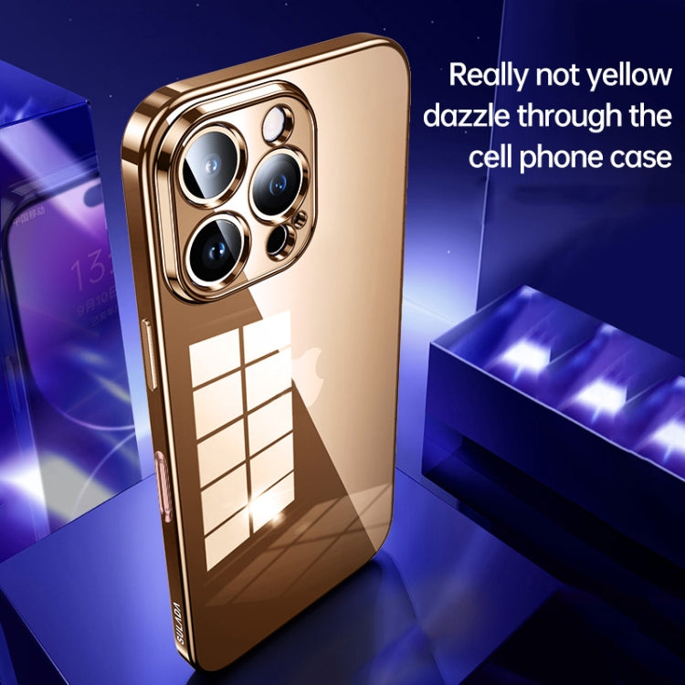 For iPhone 16 SULADA Shine Through Series Plating TPU Transparent Phone Case(Silver)