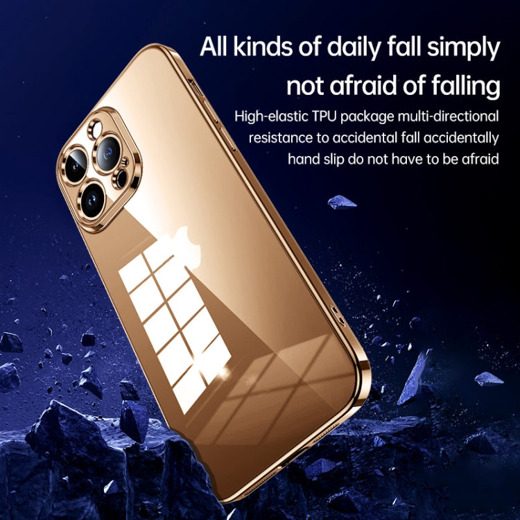 For iPhone 16 SULADA Shine Through Series Plating TPU Transparent Phone Case(Titanium Blue)