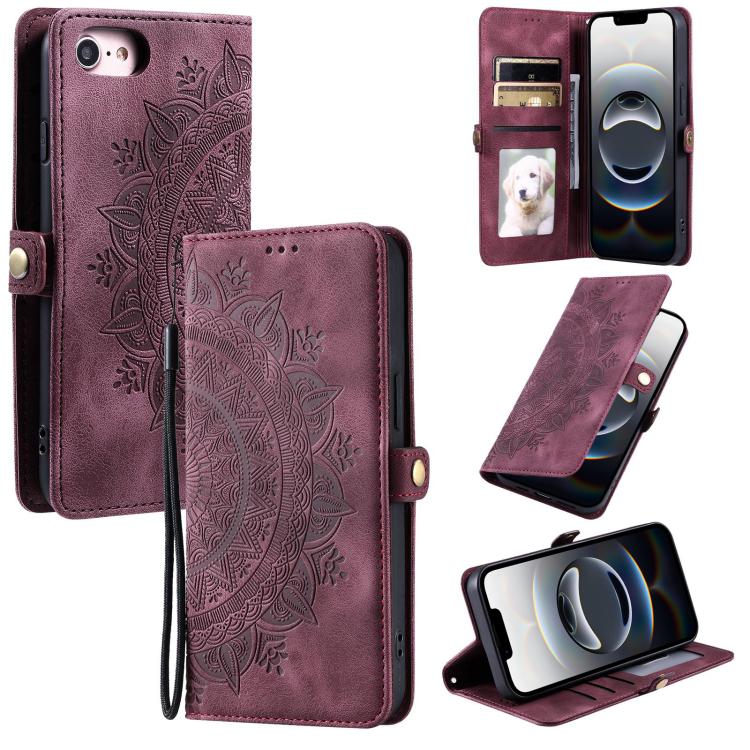 For iPhone 16e Skin Feel Totem Embossed Leather Phone Case(Wine Red) - free shipping - PMC TechLife - Order now!