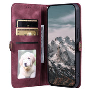 For iPhone 16e Skin Feel Totem Embossed Leather Phone Case(Wine Red)