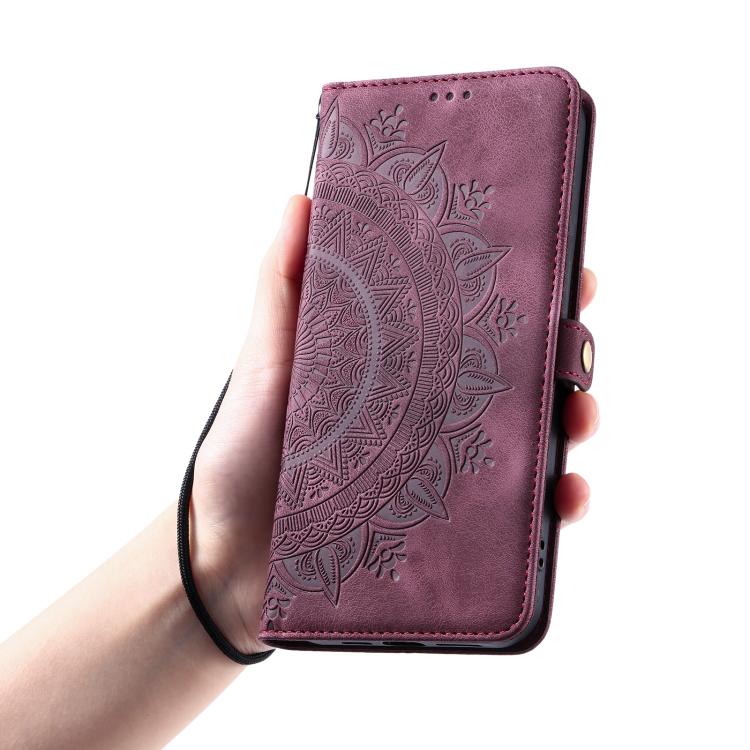 For iPhone 16e Skin Feel Totem Embossed Leather Phone Case(Wine Red)