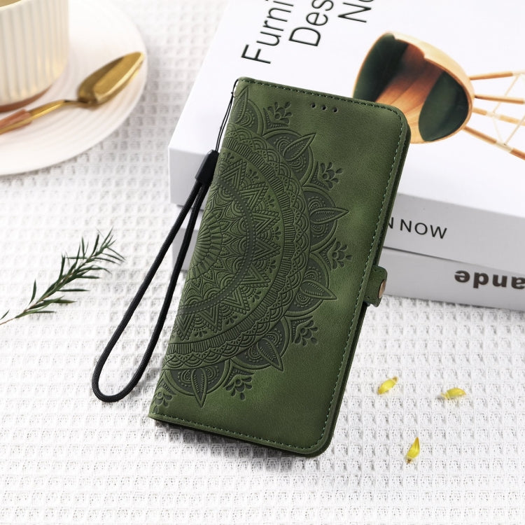 For Samsung Galaxy S25 Ultra 5G Skin Feel Totem Embossed Leather Phone Case(Deep Green)