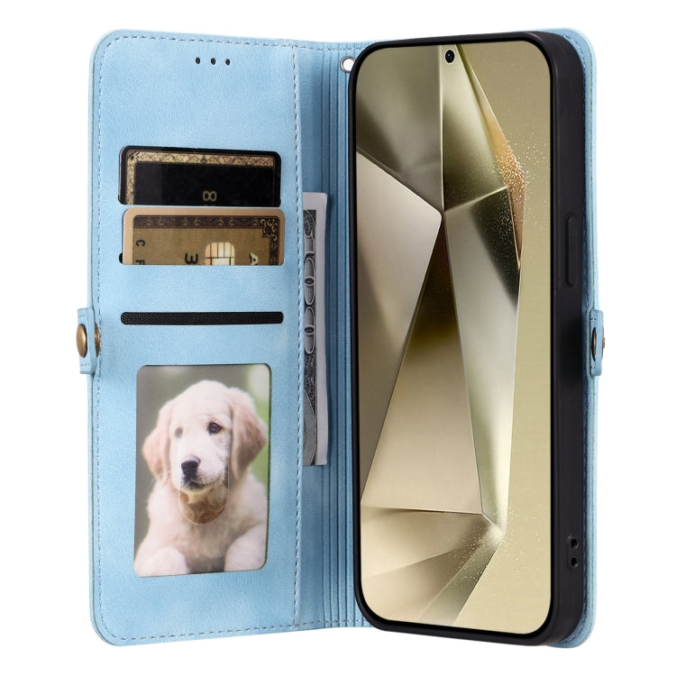 For Samsung Galaxy S25 Ultra 5G Skin Feel Totem Embossed Leather Phone Case(Blue)