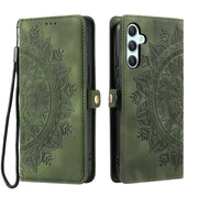 For Samsung Galaxy S25 5G Skin Feel Totem Embossed Leather Phone Case(Deep Green)