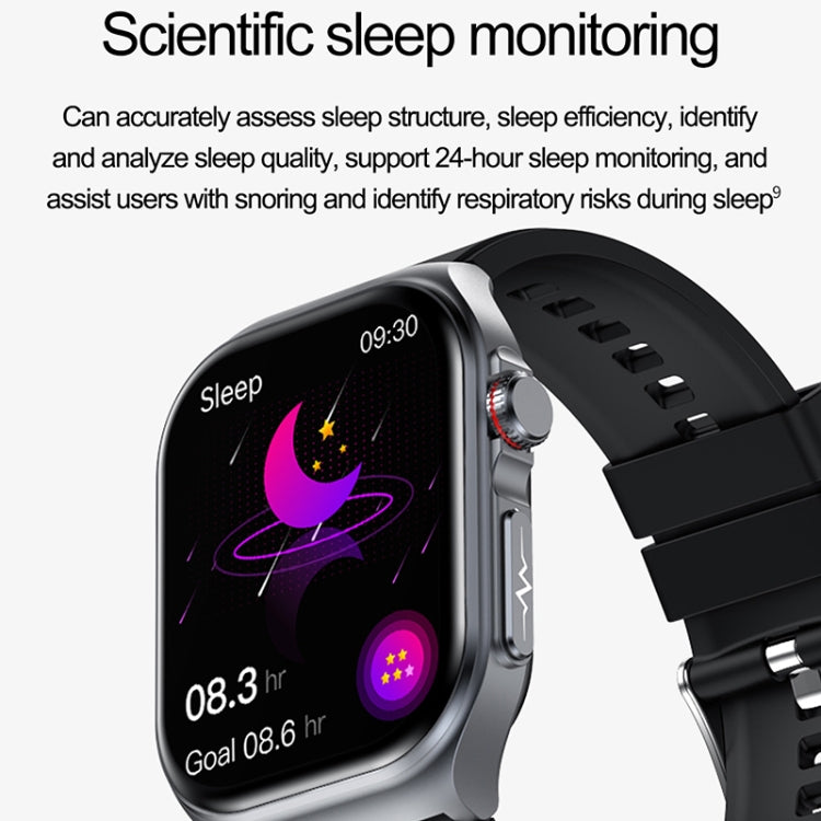 ET585 2.04 inch Steel Strap IP68 Water-resistant Smart Watch, Support ECG / Blood Composition Measurement(Black)