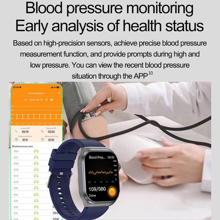 ET585 2.04 inch Steel Strap IP68 Water-resistant Smart Watch, Support ECG / Blood Composition Measurement(Black)