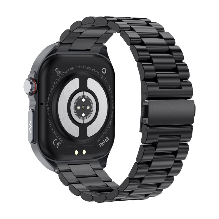 ET585 2.04 inch Steel Strap IP68 Water-resistant Smart Watch, Support ECG / Blood Composition Measurement(Black)