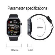 ET585 2.04 inch Steel Strap IP68 Water-resistant Smart Watch, Support ECG / Blood Composition Measurement(Black)