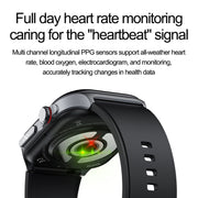 ET585 2.04 inch Steel Strap IP68 Water-resistant Smart Watch, Support ECG / Blood Composition Measurement(Black)