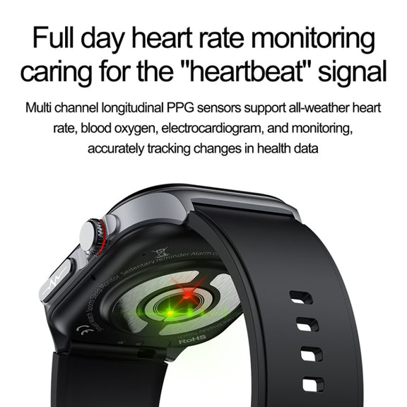 ET585 2.04 inch Steel Strap IP68 Water-resistant Smart Watch, Support ECG / Blood Composition Measurement(Black)