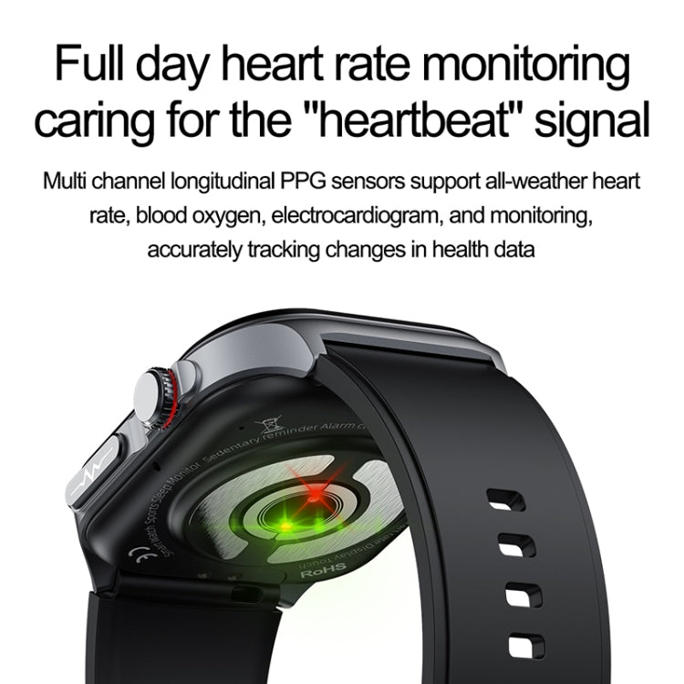 ET585 2.04 inch Steel Strap IP68 Water-resistant Smart Watch, Support ECG / Blood Composition Measurement(Black)