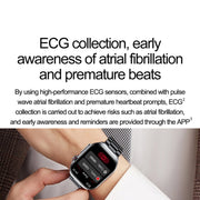 ET585 2.04 inch Steel Strap IP68 Water-resistant Smart Watch, Support ECG / Blood Composition Measurement(Black)