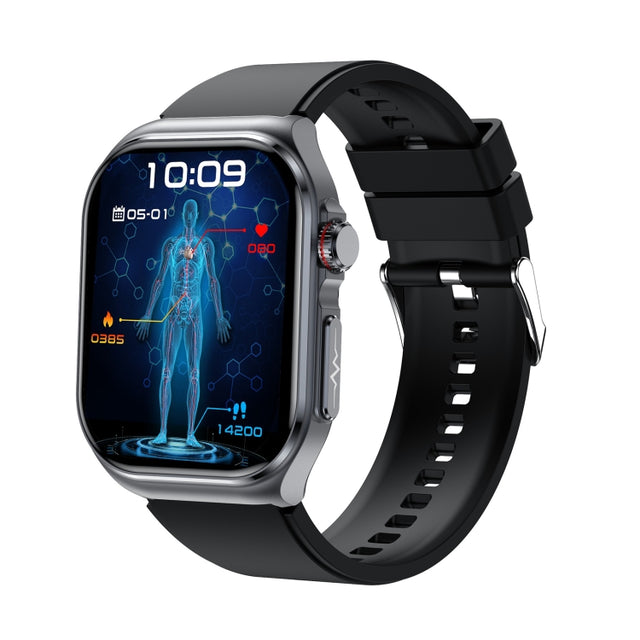ET585 2.04 inch Silicone Strap IP68 Water-resistant Smart Watch, Support ECG / Blood Composition Measurement(Black)