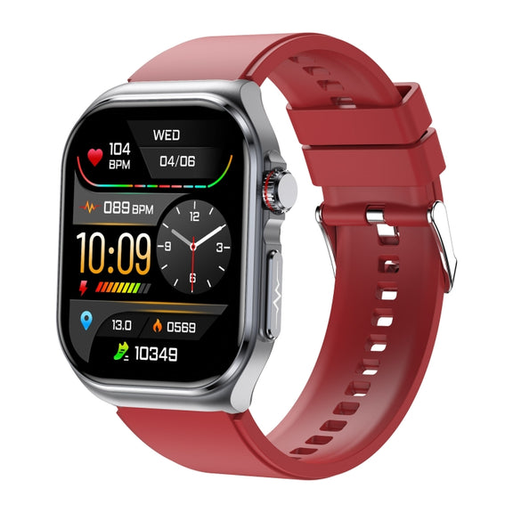 ET585 2.04 inch Silicone Strap IP68 Water-resistant Smart Watch, Support ECG / Blood Composition Measurement(Red)