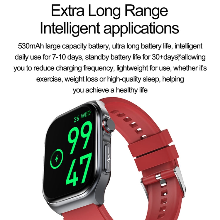 ET585 2.04 inch Silicone Strap IP68 Water-resistant Smart Watch, Support ECG / Blood Composition Measurement(Black)