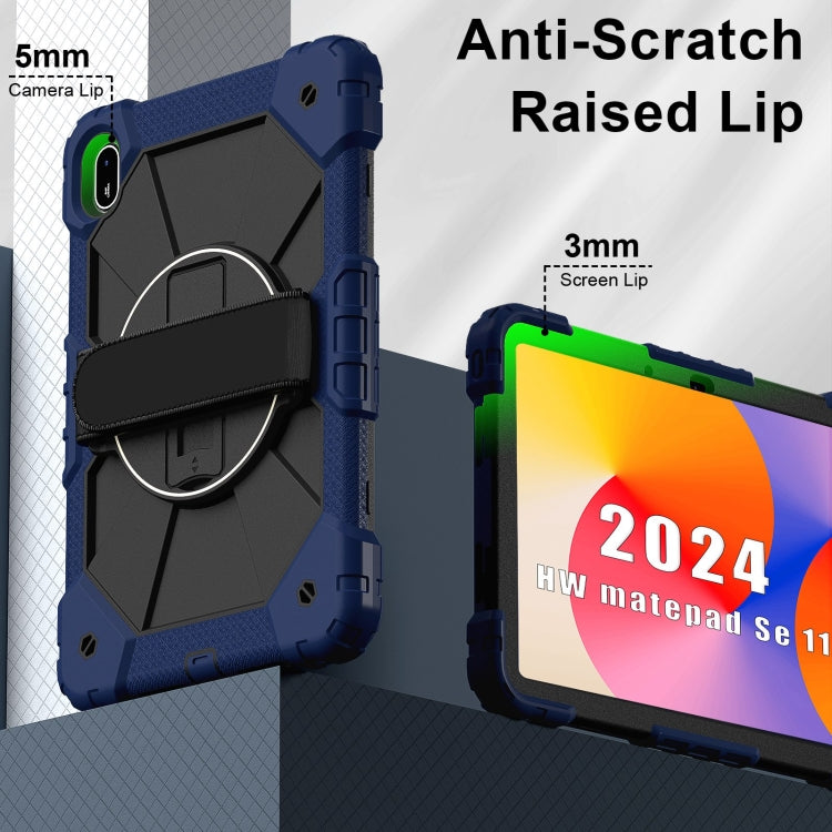 For Huawei MatePad SE 11 2024 Contrast Color Robot Silicone Hybrid PC Tablet Case(Navy Black)