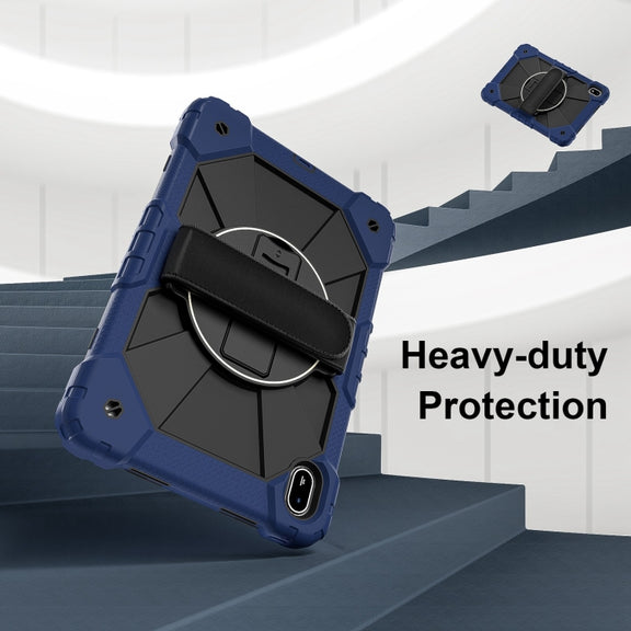 For Huawei MatePad SE 11 2024 Contrast Color Robot Silicone Hybrid PC Tablet Case(Navy Black)